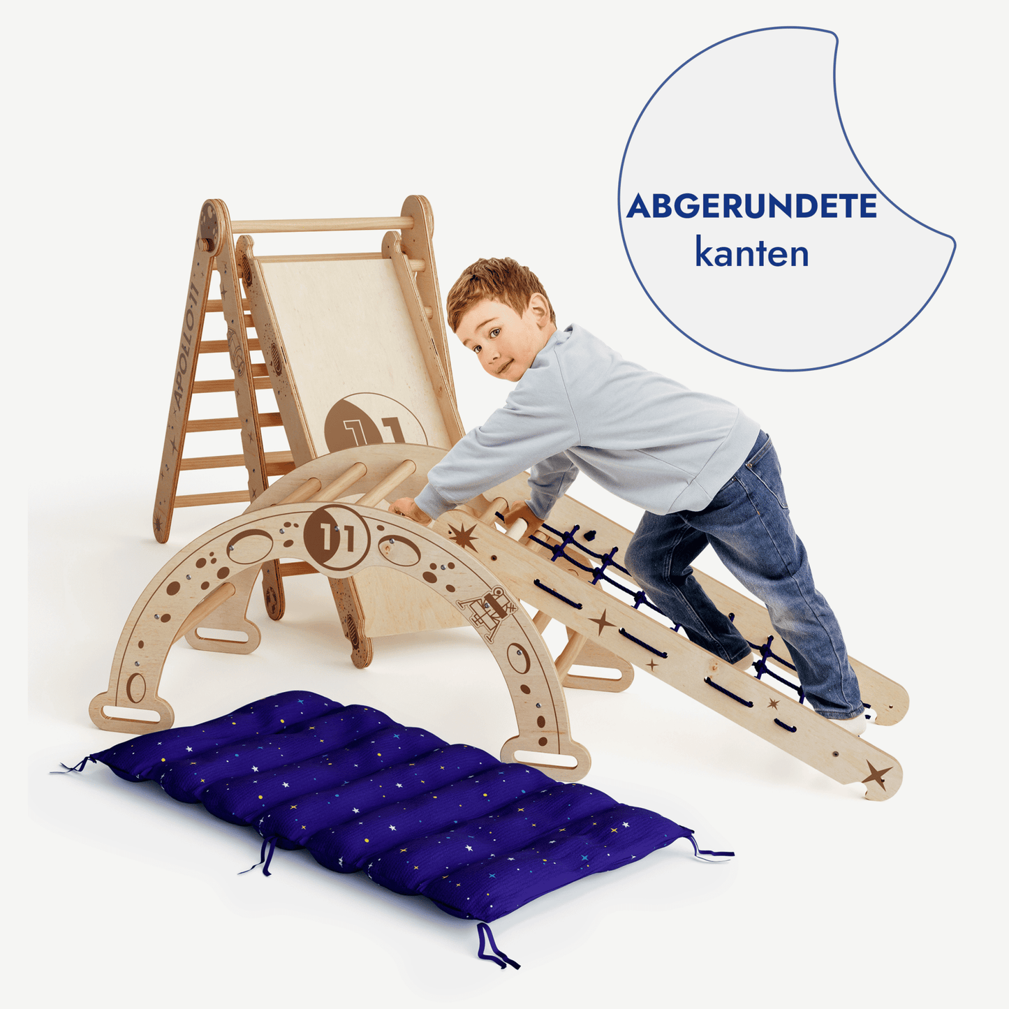 5in1 Kletterset für Kinder: Kletterbogen, Rutschbrett, Pikler-Dreieck, Netz