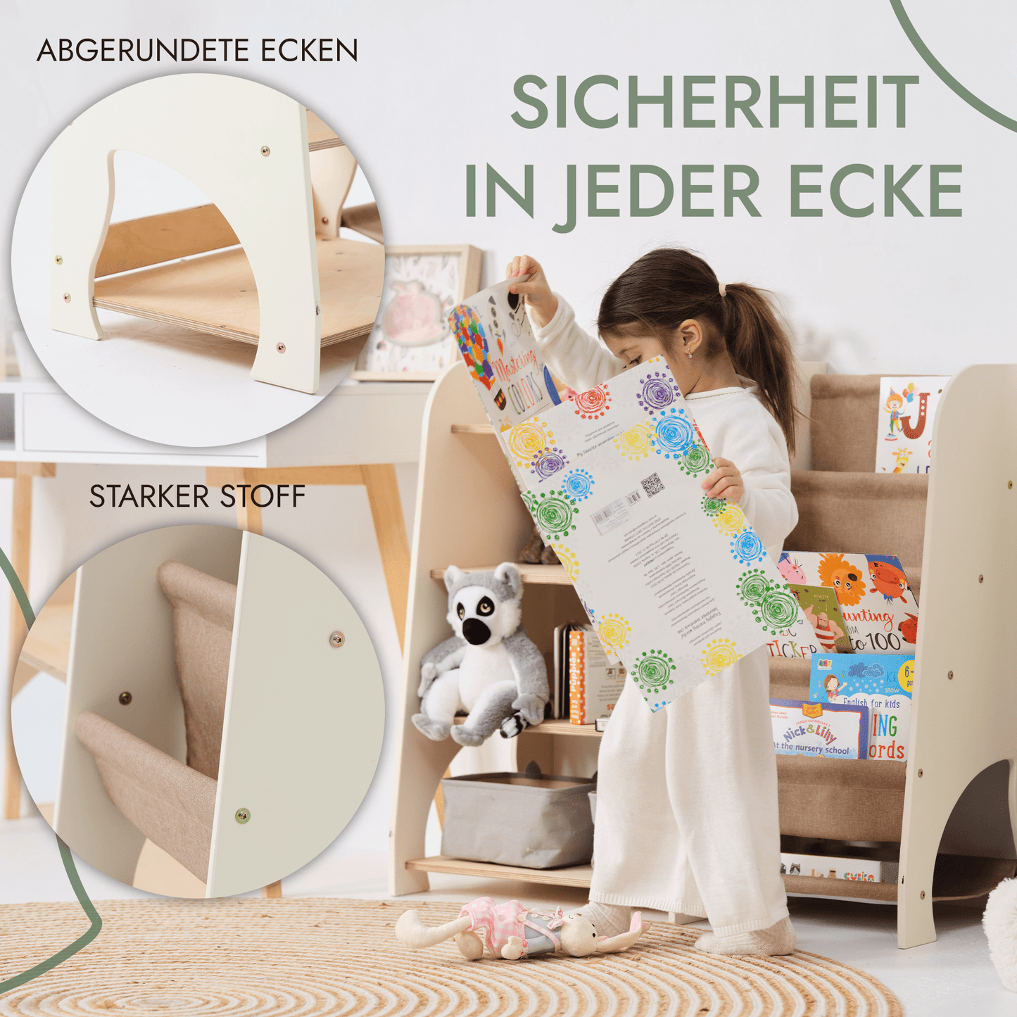 2in1 Kinderregal für Bücher und Spielzeug - Montessori