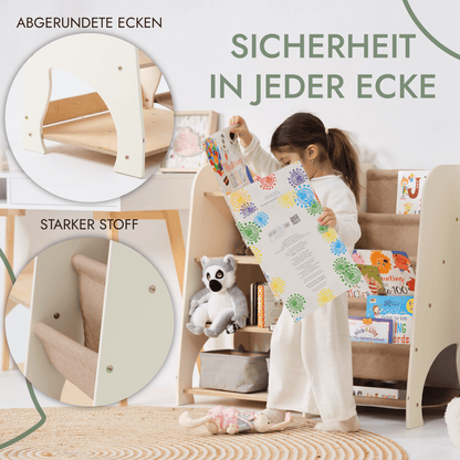 2in1 Kinderregal für Bücher und Spielzeug - Montessori