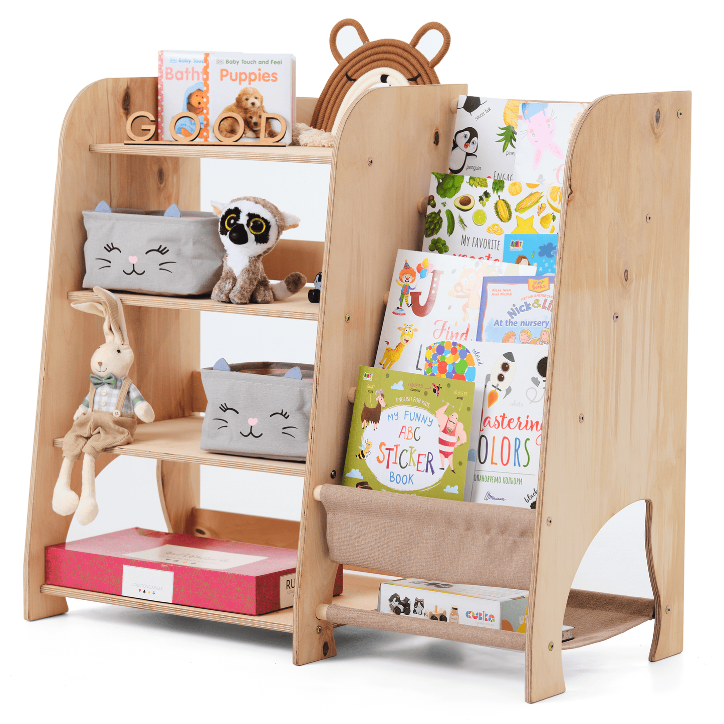 2in1 Kinderregal für Bücher und Spielzeug - Montessori