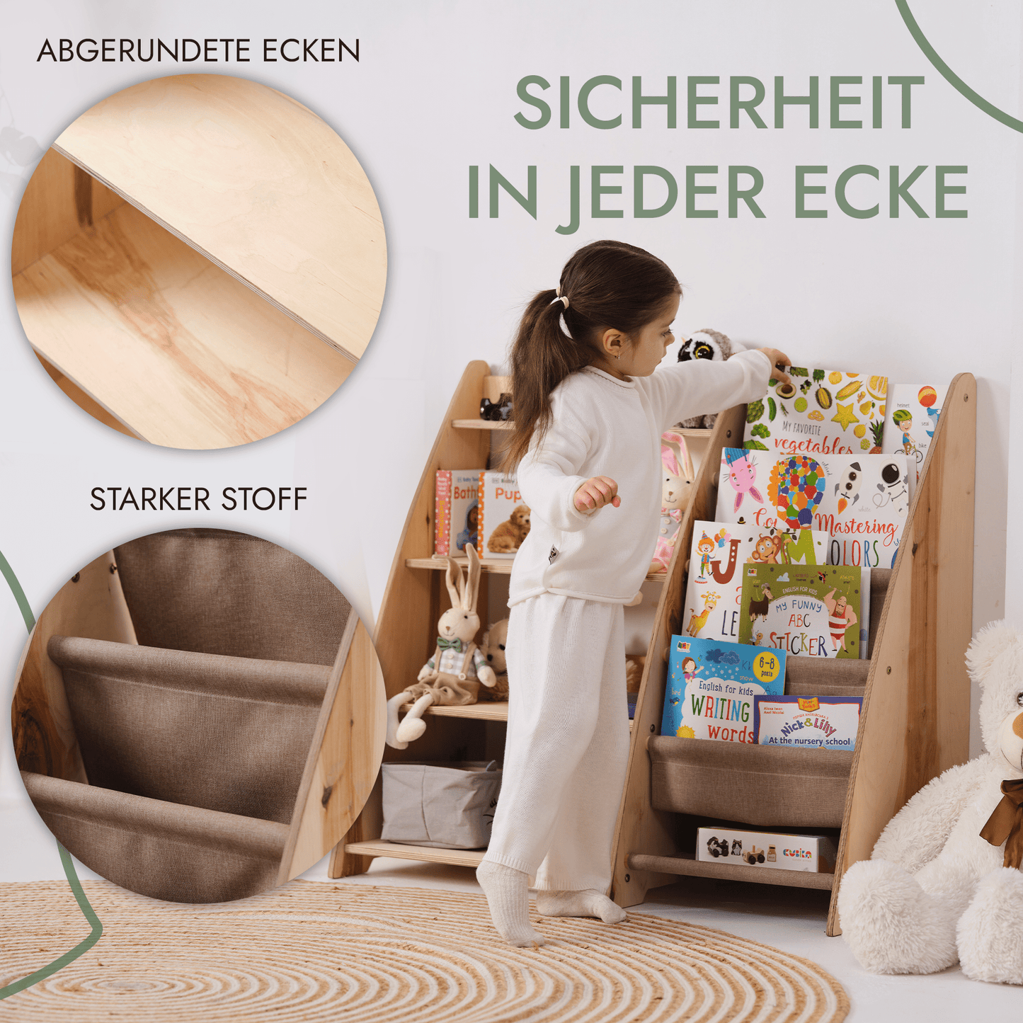 2in1 Kinderregal für Bücher und Spielzeug - Montessori Beige