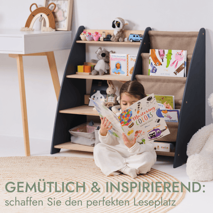 2in1 Kinderregal für Bücher und Spielzeug - Montessori Beige