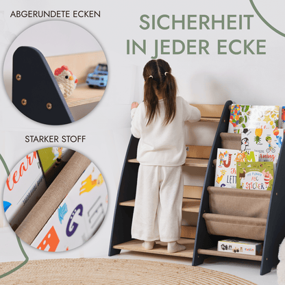 2in1 Kinderregal für Bücher und Spielzeug - Montessori Beige