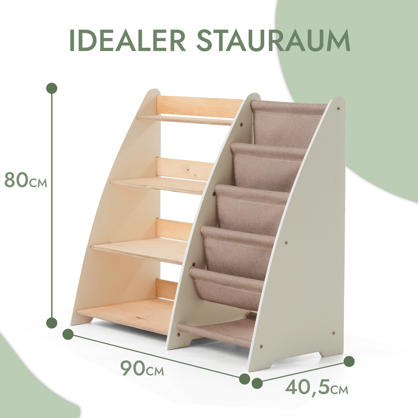 2in1 Kinderregal für Bücher und Spielzeug - Montessori Beige