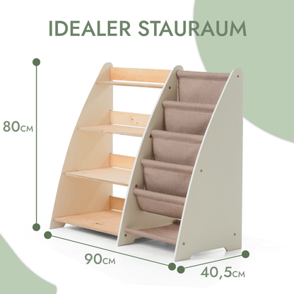 2in1 Kinderregal für Bücher und Spielzeug - Montessori Beige