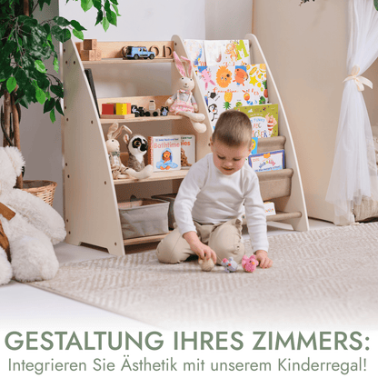 2in1 Kinderregal für Bücher und Spielzeug - Montessori Beige