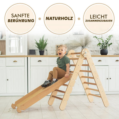Klettergerüst für Kinder: Kletterdreieck, Kletterbogen, Kletternetz, Rutsche Montessori
