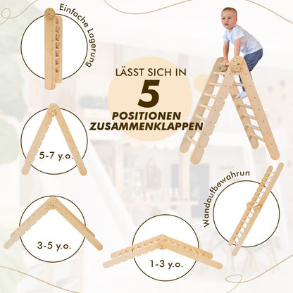 Klettergerüst für Kinder: Kletterdreieck, Kletterbogen, Kletternetz, Rutsche Montessori
