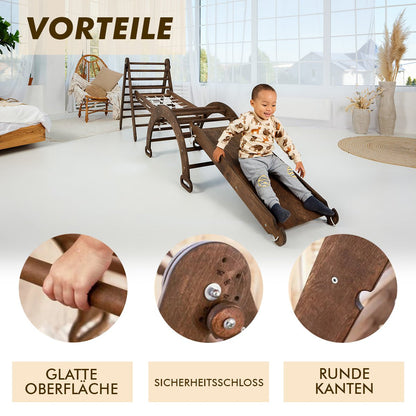 Klettergerüst für Kinder: Kletterdreieck, Kletterbogen, Kletternetz, Rutsche Montessori