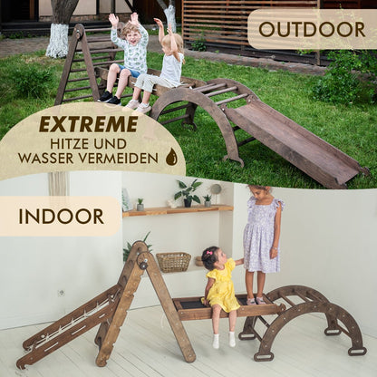 Klettergerüst für Kinder: Kletterdreieck, Kletterbogen, Kletternetz, Rutsche Montessori