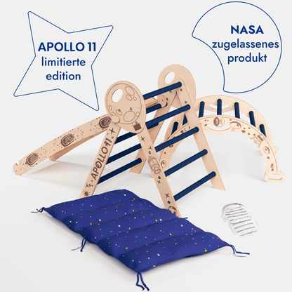 4in1 Kletterset für Kinder: Kletterbogen, Pikler-Dreieck, Rutschbrett, Kissen