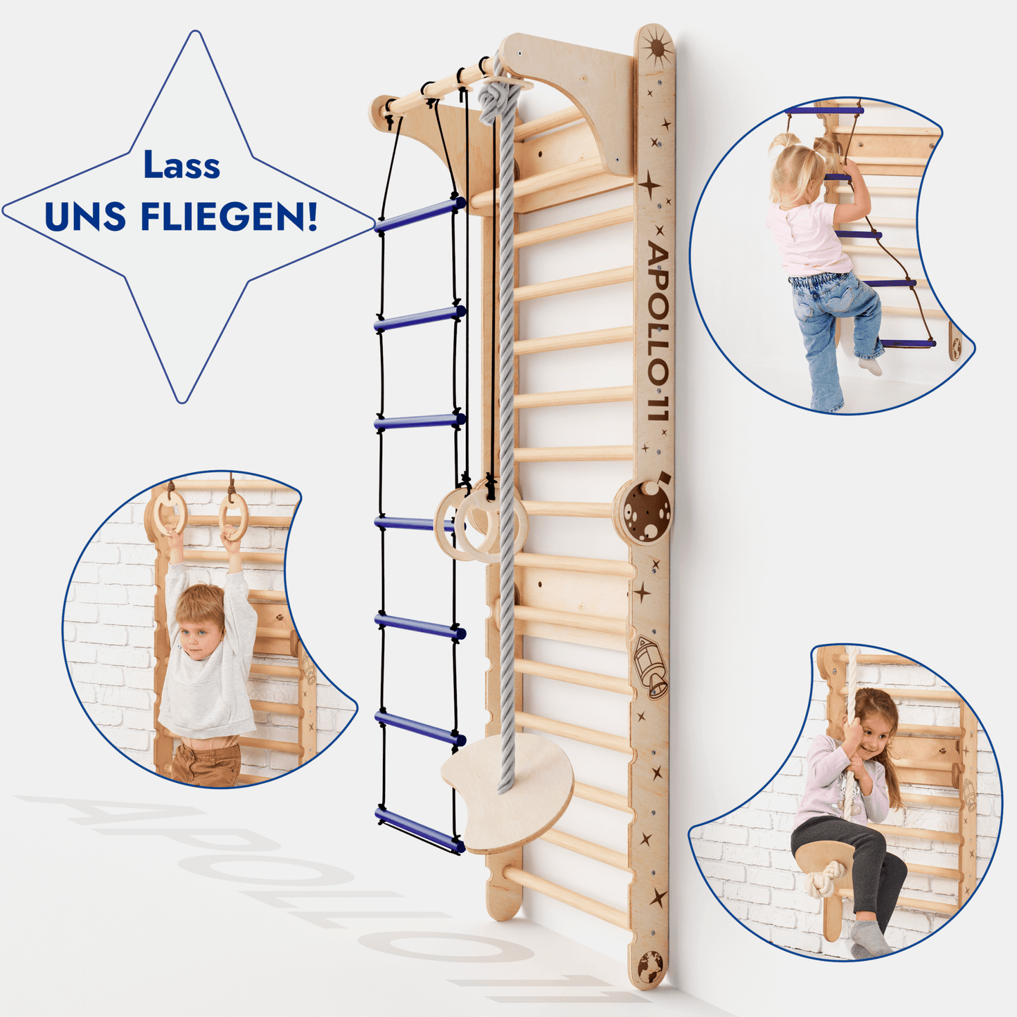 Kletterwand für Kinder, Kletterleiter - Schwedische Wand+ Schaukel+ Rutsche