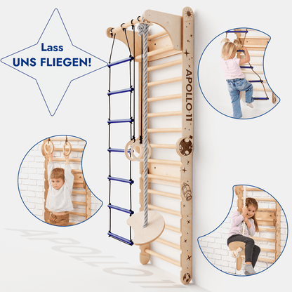 Kletterwand für Kinder, Kletterleiter - Schwedische Wand+ Schaukel+ Rutsche