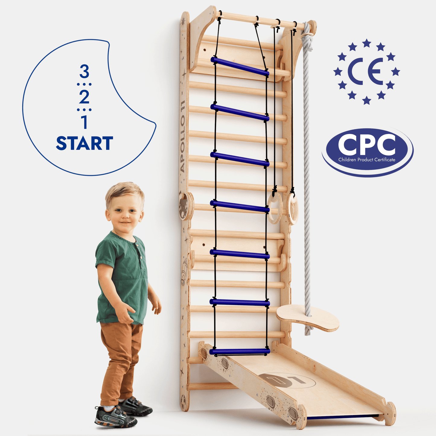 Kletterwand für Kinder, Kletterleiter - Schwedische Wand+ Schaukel+ Rutsche