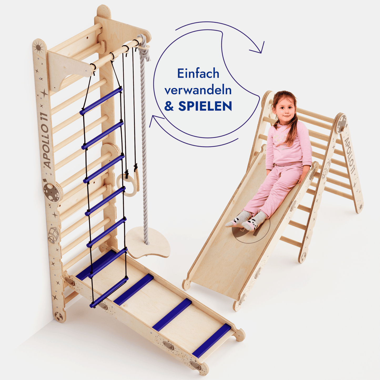 Kletterwand für Kinder, Kletterleiter - Schwedische Wand+ Schaukel+ Rutsche
