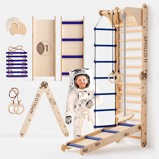Kletterwand für Kinder, Kletterleiter - Schwedische Wand+ Schaukel+ Rutsche