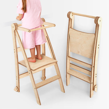 Tritthocker Holz Lernleiter für Kinder Montessori - Beige