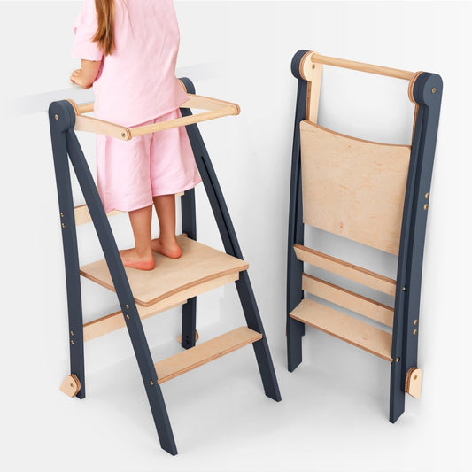 Tritthocker Holz Lernleiter für Kinder Montessori - Graphit