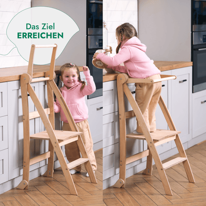 Tritthocker Holz Lernleiter für Kinder Montessori - Graphit