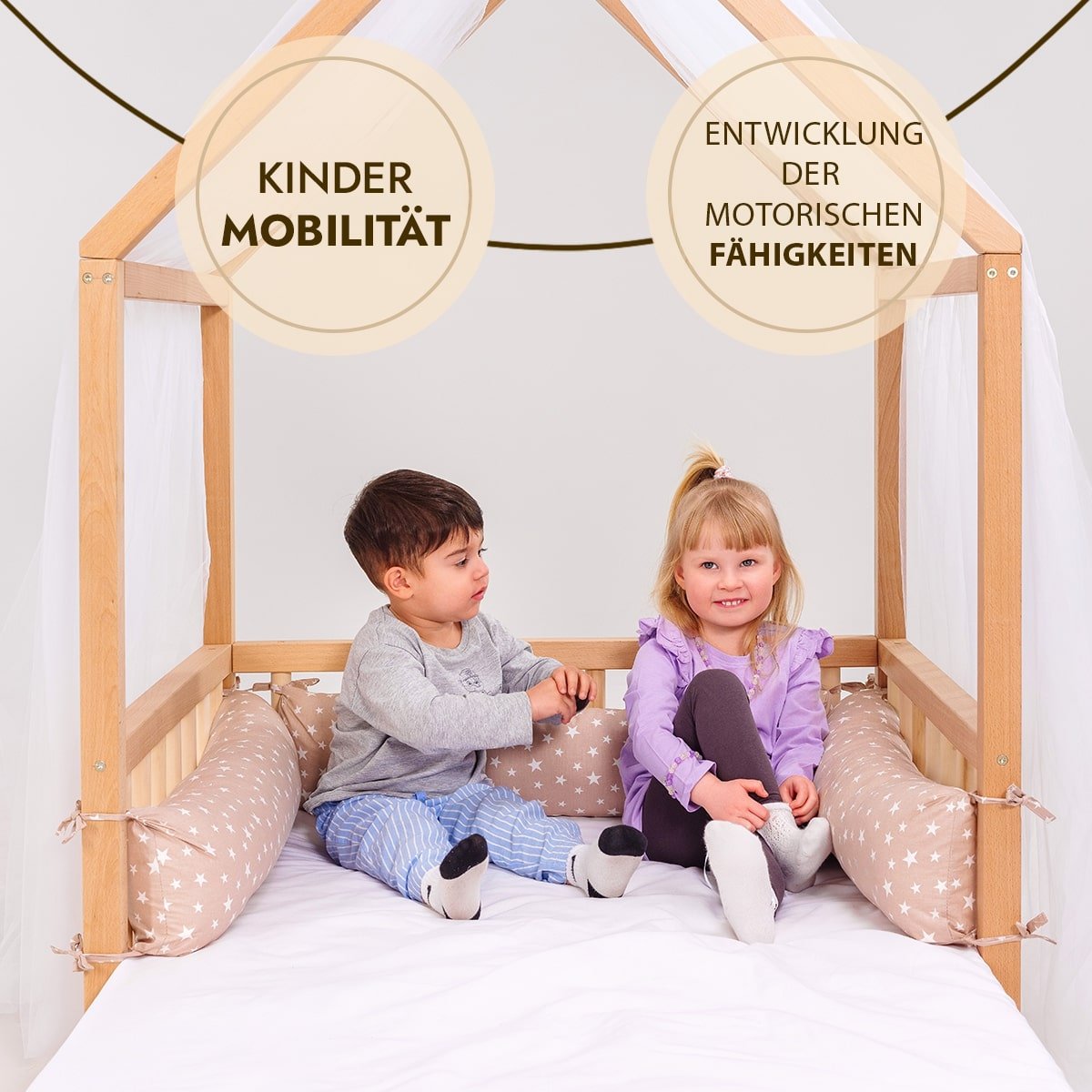 Kinderbett Hausbett für Kinder ab 2 Jahren Montessori Holz