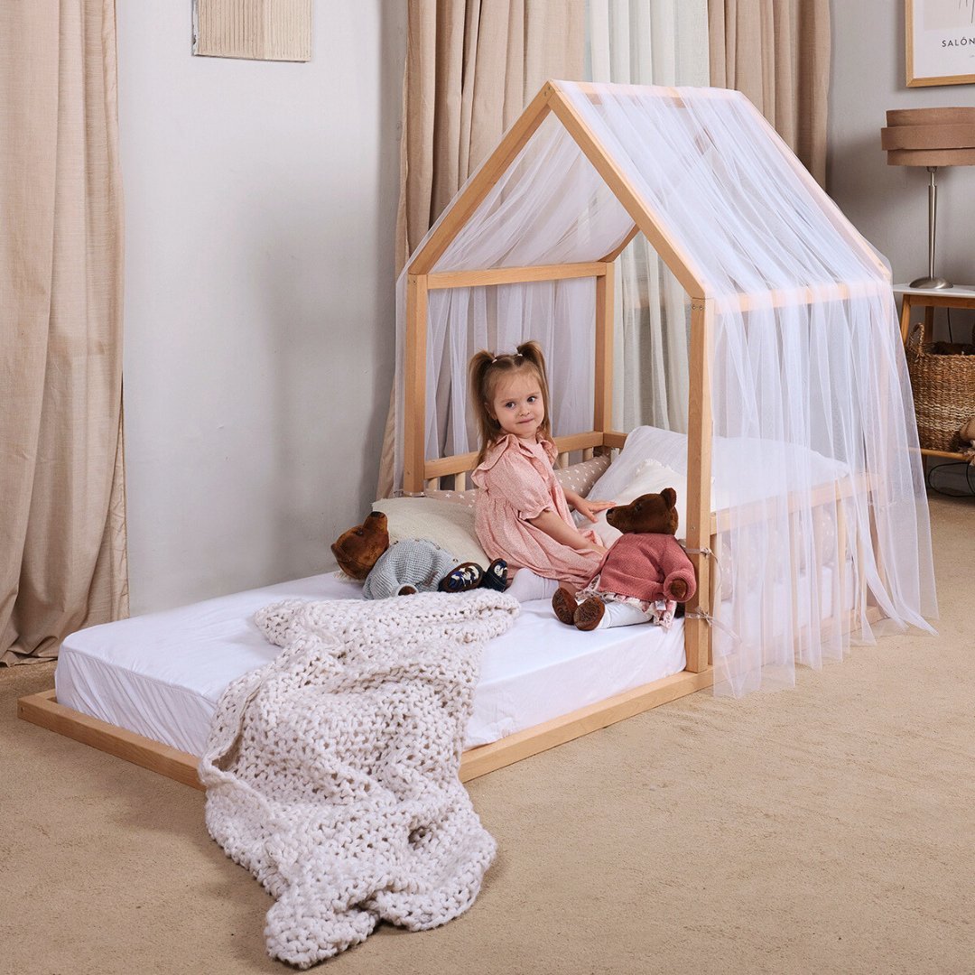 Kinderbett Hausbett für Kinder ab 2 Jahren Montessori Holz