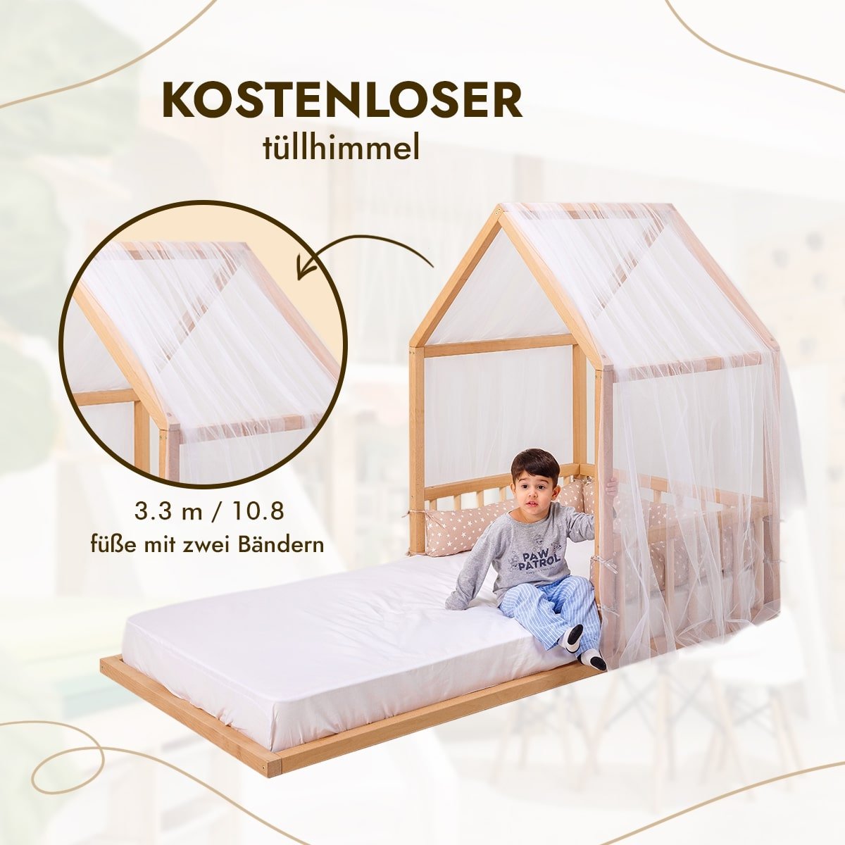 Kinderbett Hausbett für Kinder ab 2 Jahren Montessori Holz