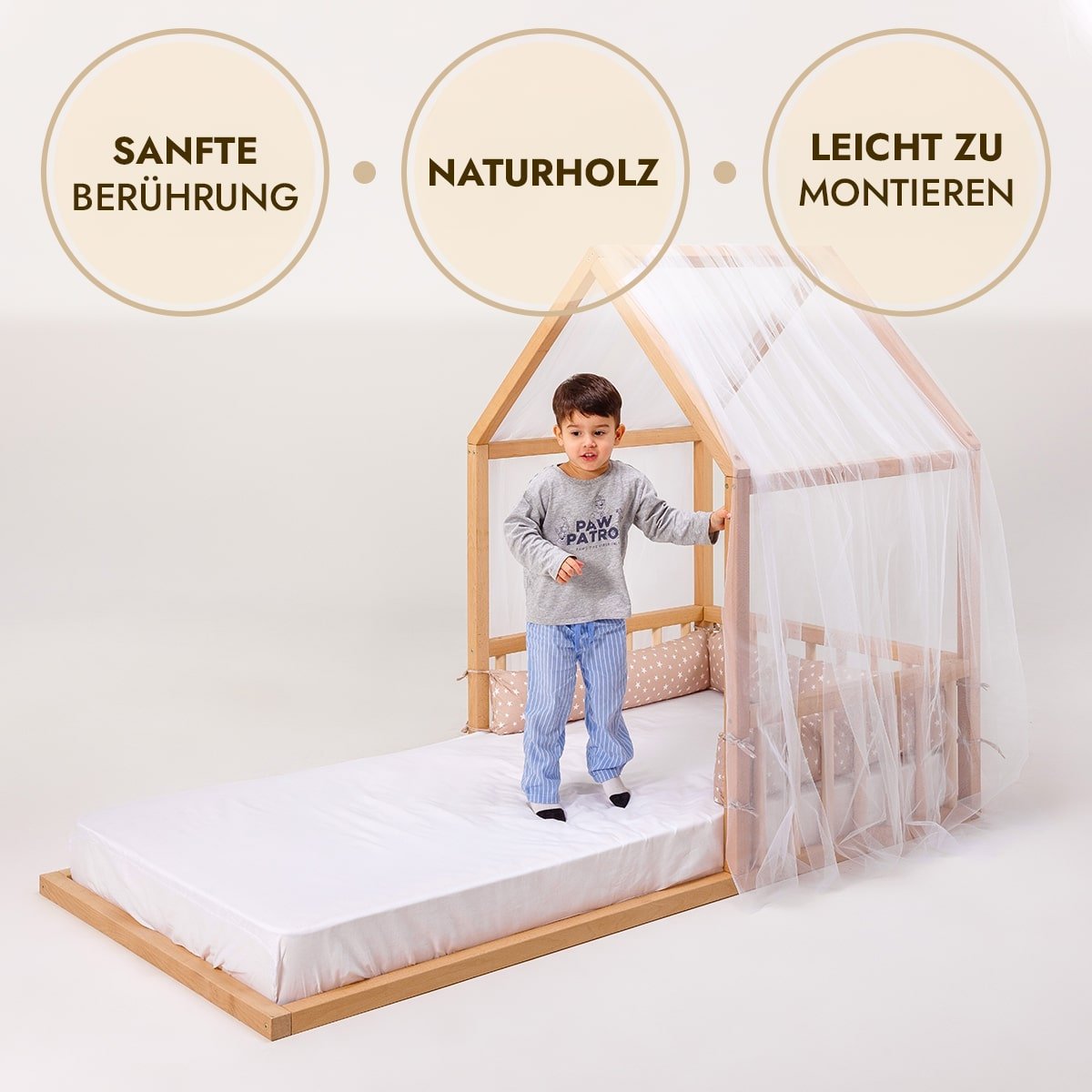 Kinderbett Hausbett für Kinder ab 2 Jahren Montessori Holz