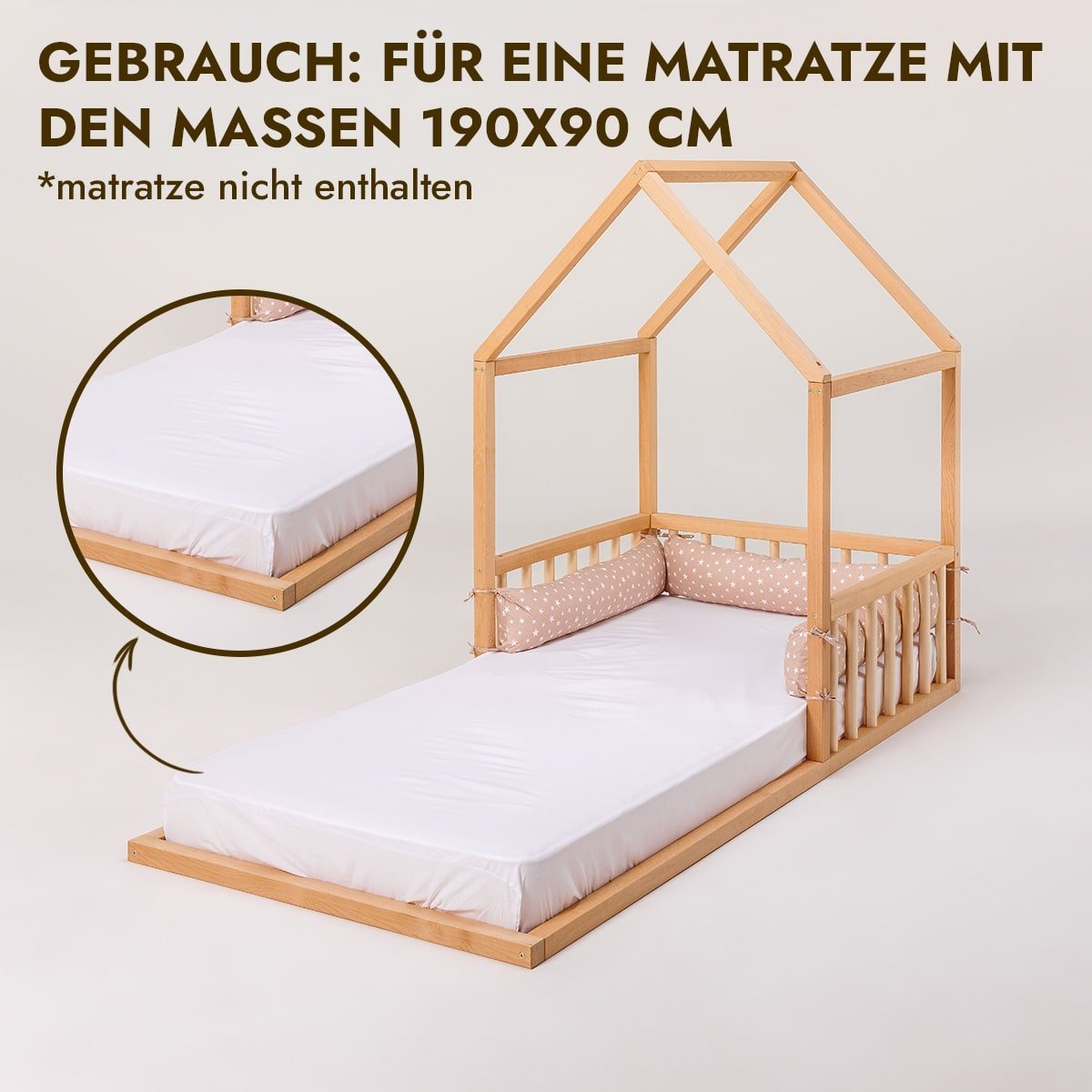 Kinderbett Hausbett für Kinder ab 2 Jahren Montessori Holz