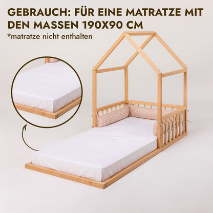 Kinderbett Hausbett für Kinder ab 2 Jahren Montessori Holz