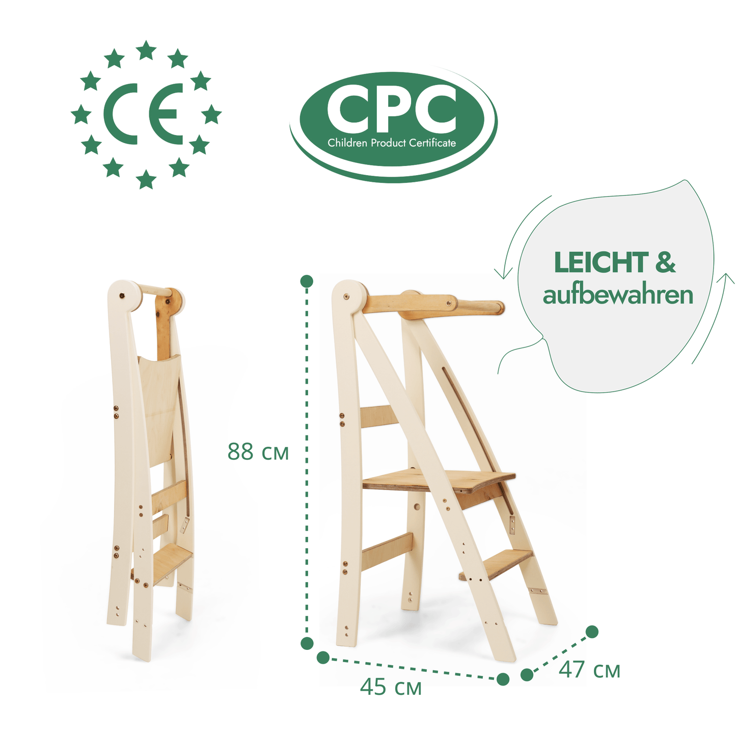 Lernturm - Höhenverstellbarer Kinderstuhl