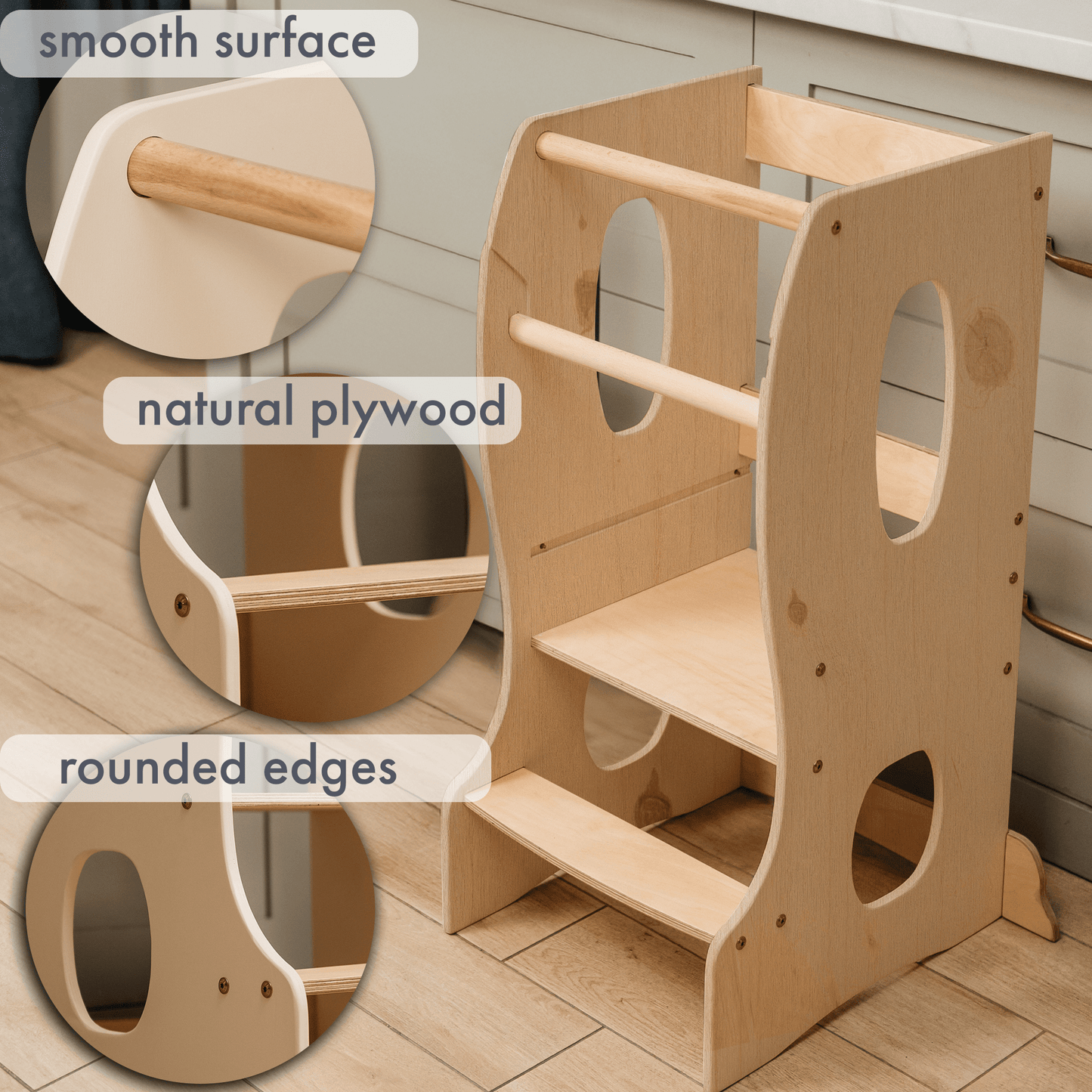 Lernturm Holz Kinderstuhl Montessori  - Beige
