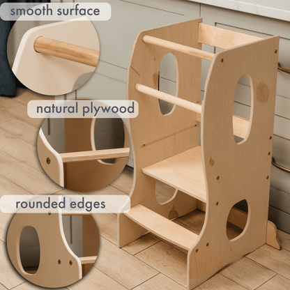 Lernturm Holz Kinderstuhl Montessori  - Beige