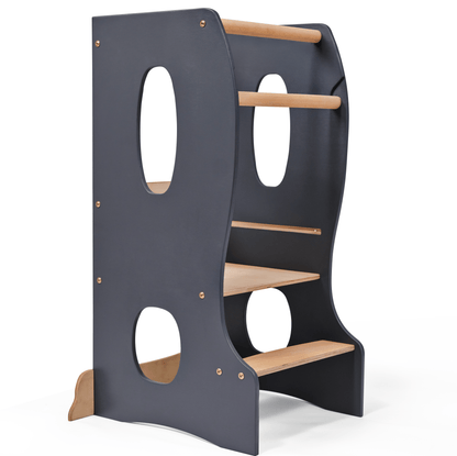 Lernturm Holz Kinderstuhl Montessori – Grau